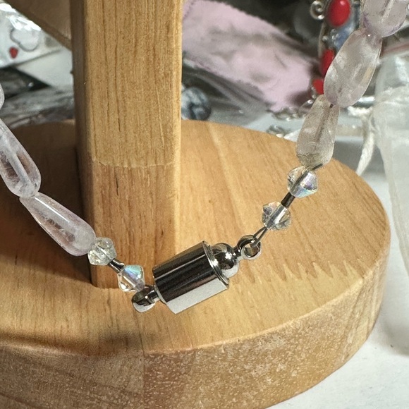 Handmade Long Purple Stone Pendant Necklace - Women Jewelry - Picture 4 of 4